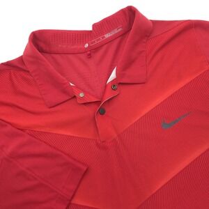 Nike Mens L RED Tiger Woods Dri-Fit ADV Golf Polo Shirt‎ Geometric 726203-687